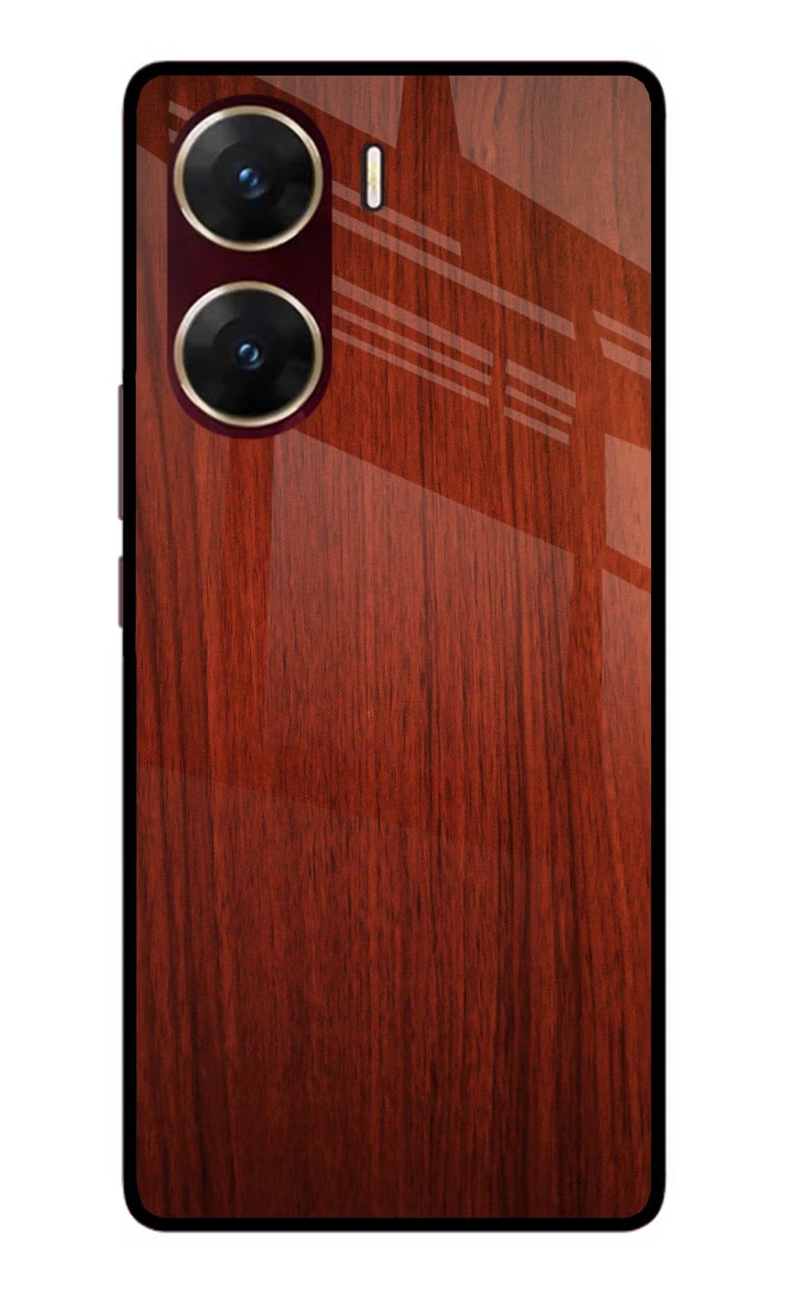 Wooden Plain Pattern Vivo V29E Glass Case Back Cover by Casekaro