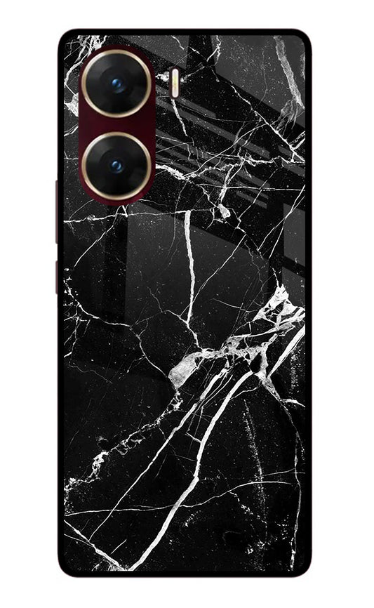 Black Marble Pattern Vivo V29E Glass Case