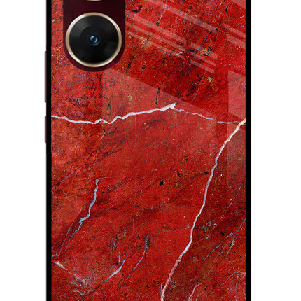 Red Marble Design Vivo V29E Glass Case Back Cover by Casekaro