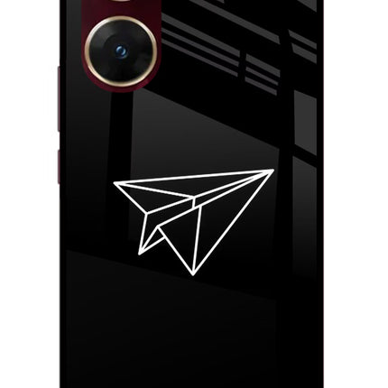 Paper Plane White Vivo V29E Glass Case