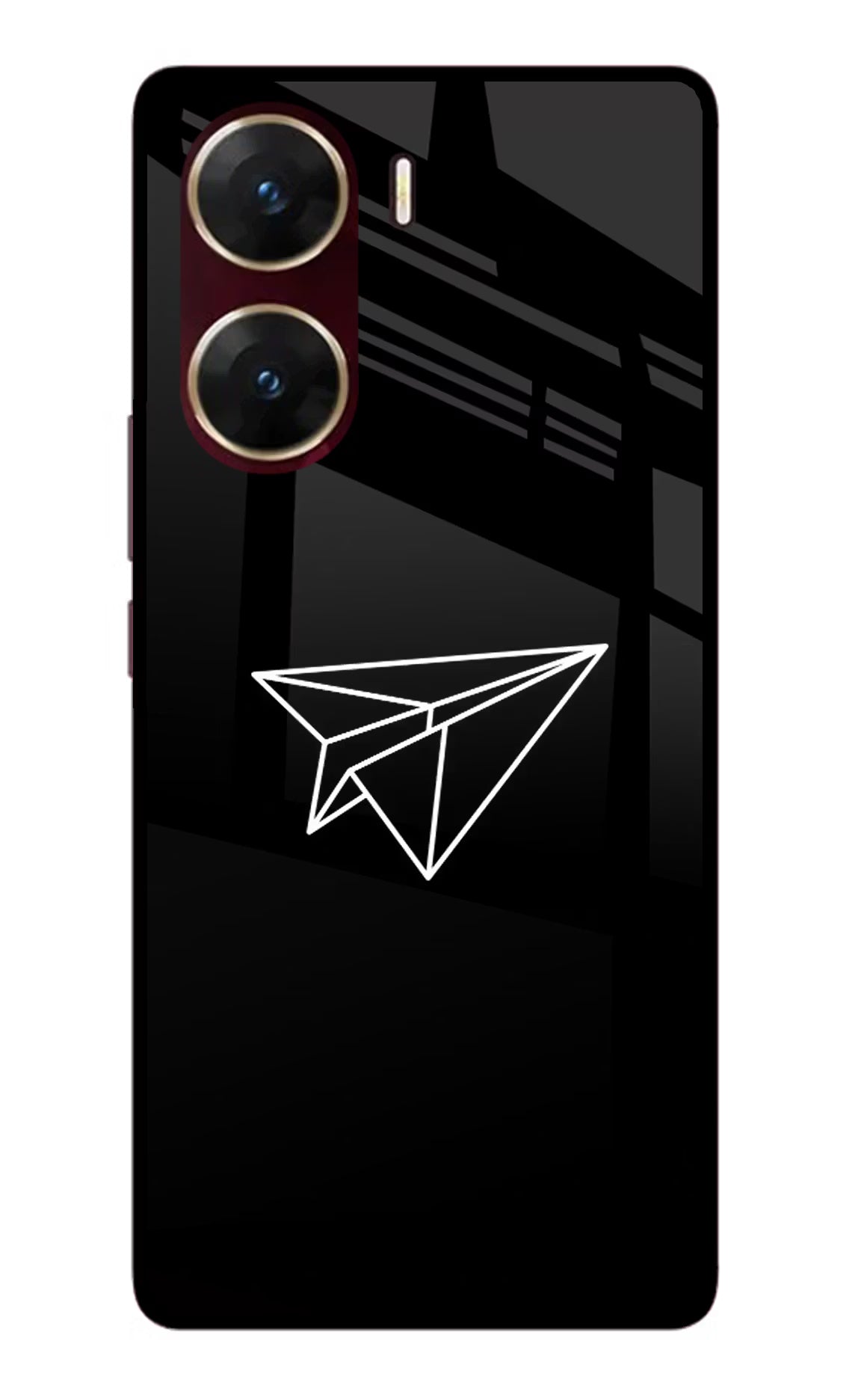 Paper Plane White Vivo V29E Glass Case Back Cover by Casekaro