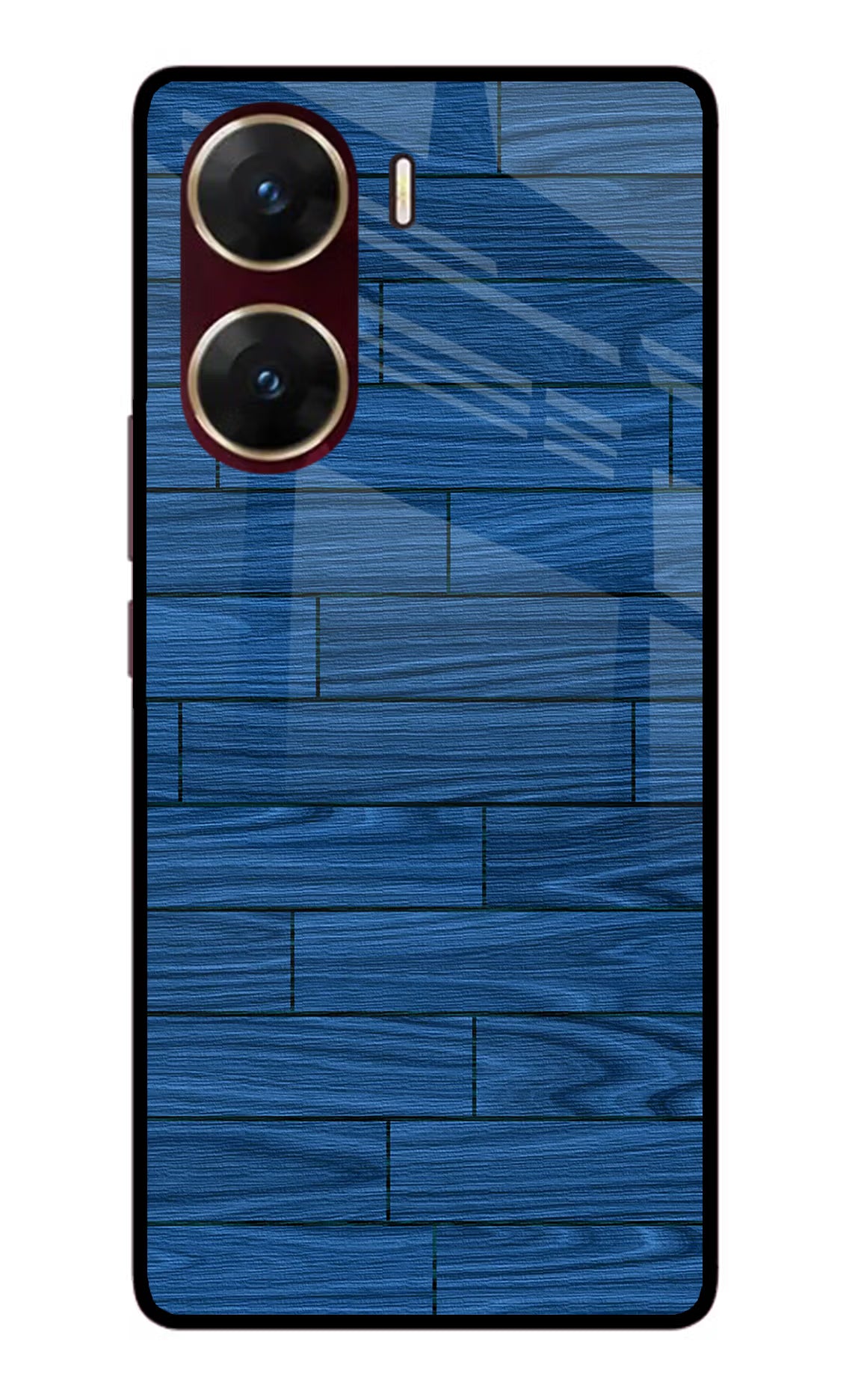 Wooden Texture Vivo V29E Glass Case Back Cover by Casekaro