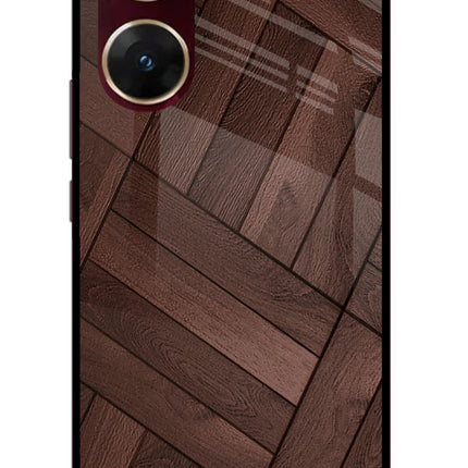 Wooden Texture Design Vivo V29E Glass Case Back Cover by Casekaro