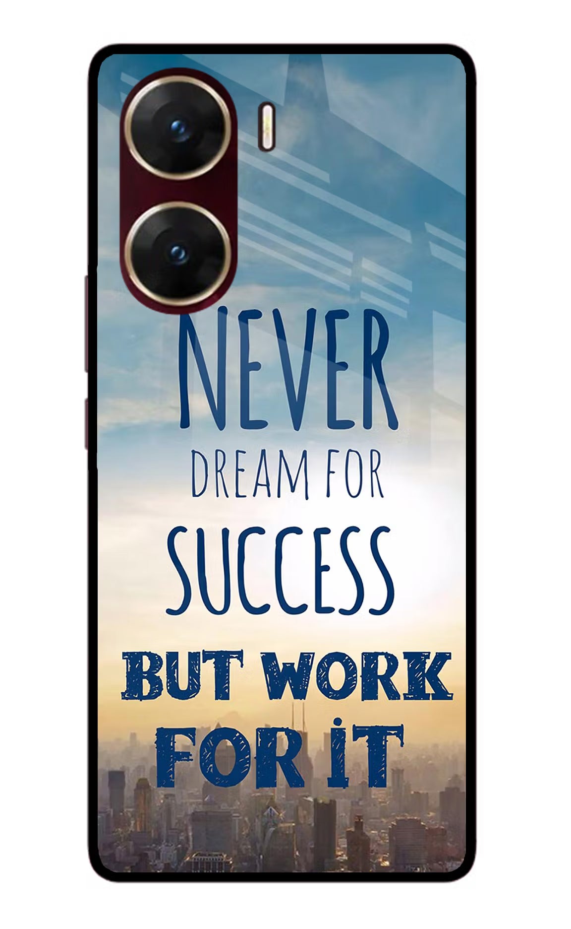 Never Dream For Success But Work For It Vivo V29E Glass Case Back Cover by Casekaro