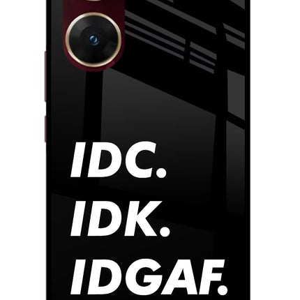 Idc Idk Idgaf Vivo V29E Glass Case Back Cover by Casekaro