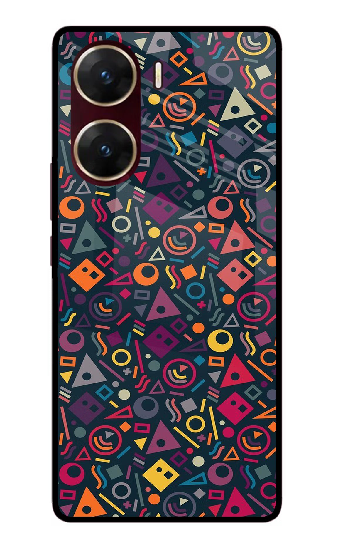 Geometric Abstract Vivo V29E Glass Case Back Cover by Casekaro