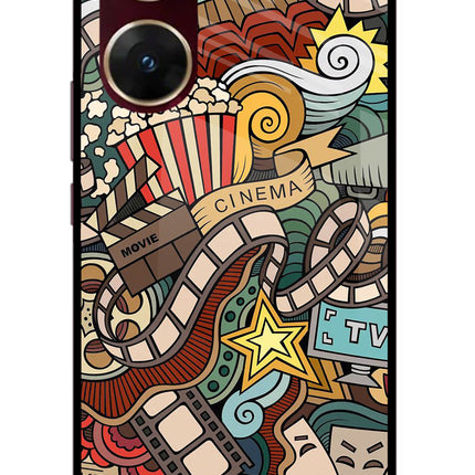 Cinema Abstract Vivo V29E Glass Case Back Cover by Casekaro
