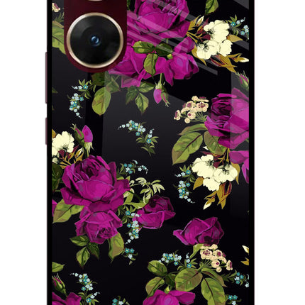 Flowers Vivo V29E Glass Case Back Cover by Casekaro