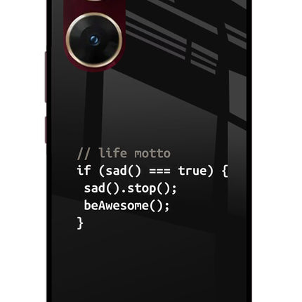 Life Motto Code Vivo V29E Glass Case Back Cover by Casekaro