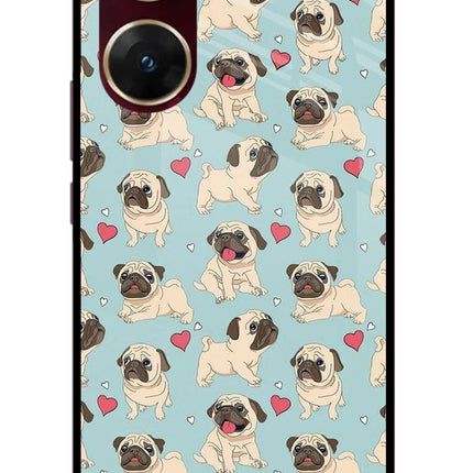Pug Dog Vivo V29E Glass Case Back Cover by Casekaro
