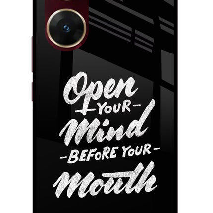 Open Your Mind Before Your Mouth Vivo V29E Glass Case Back Cover by Casekaro