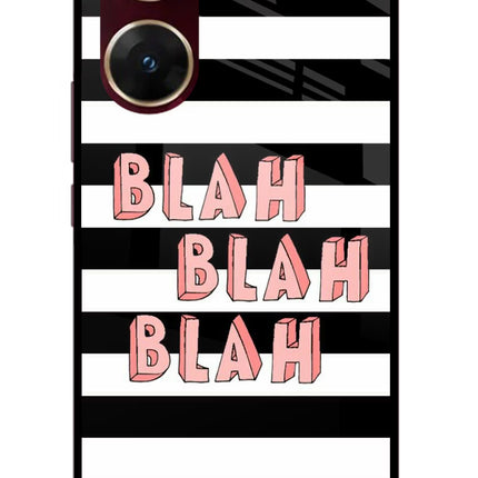 Blah Blah Blah Vivo V29E Glass Case Back Cover by Casekaro
