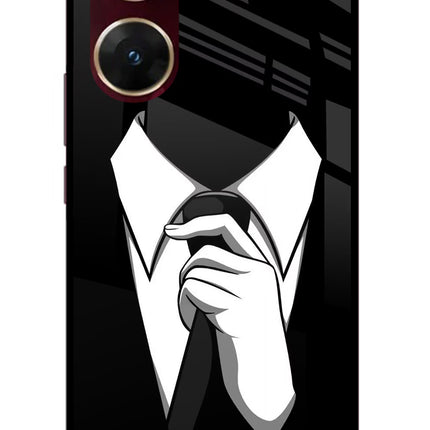 Black Tie Vivo V29E Glass Case Back Cover by Casekaro