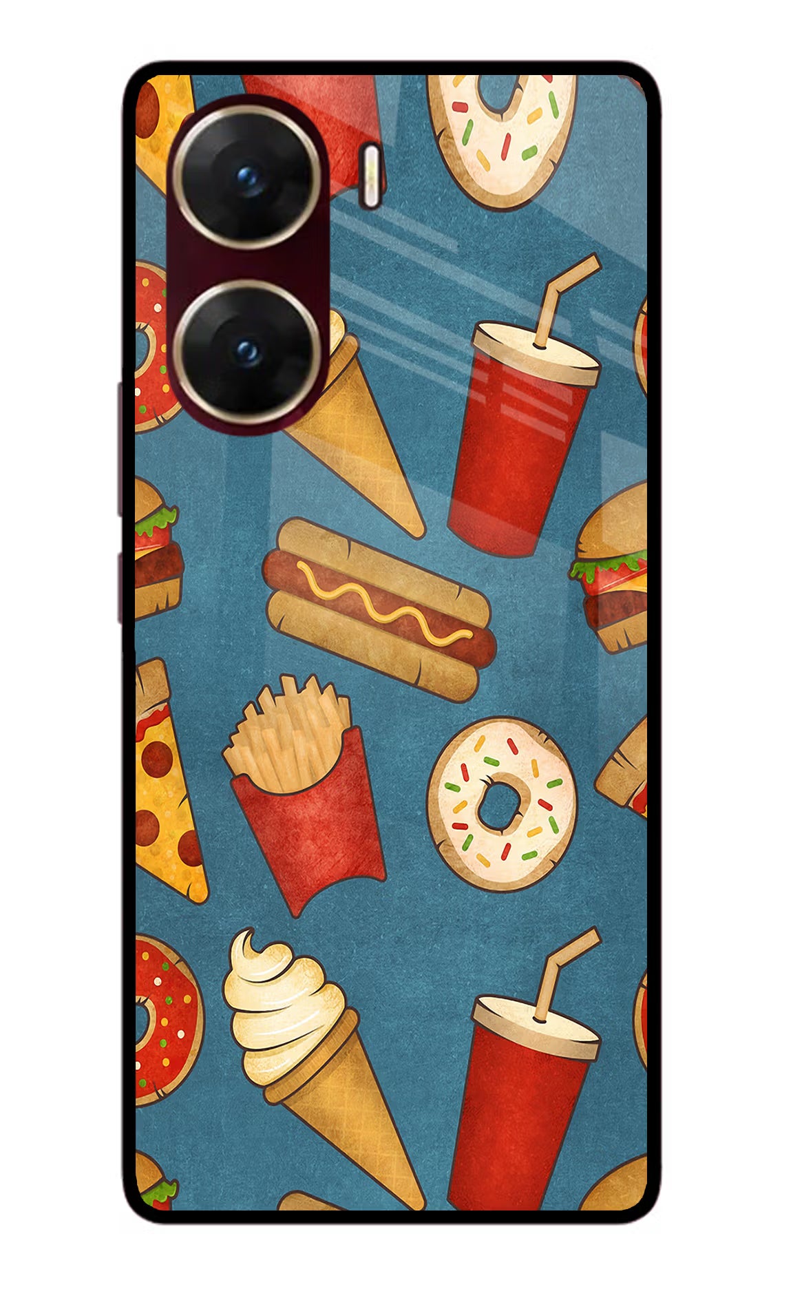 Foodie Vivo V29E Glass Case Back Cover by Casekaro