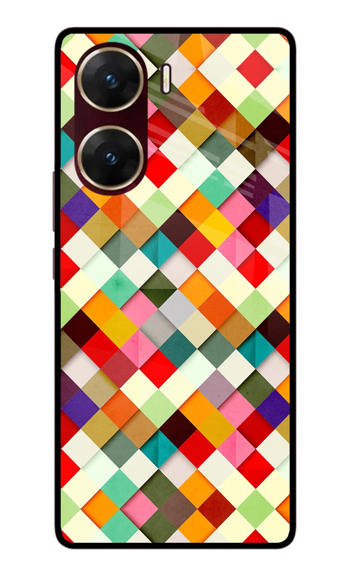 Geometric Abstract Colorful Vivo V29E Glass Case