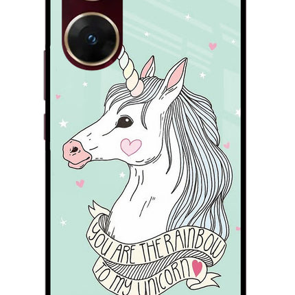 Unicorn Wallpaper Vivo V29E Glass Case Back Cover by Casekaro