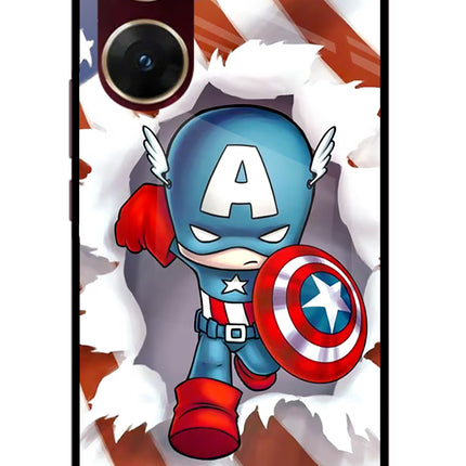 Captain America Vivo V29E Glass Case Back Cover by Casekaro