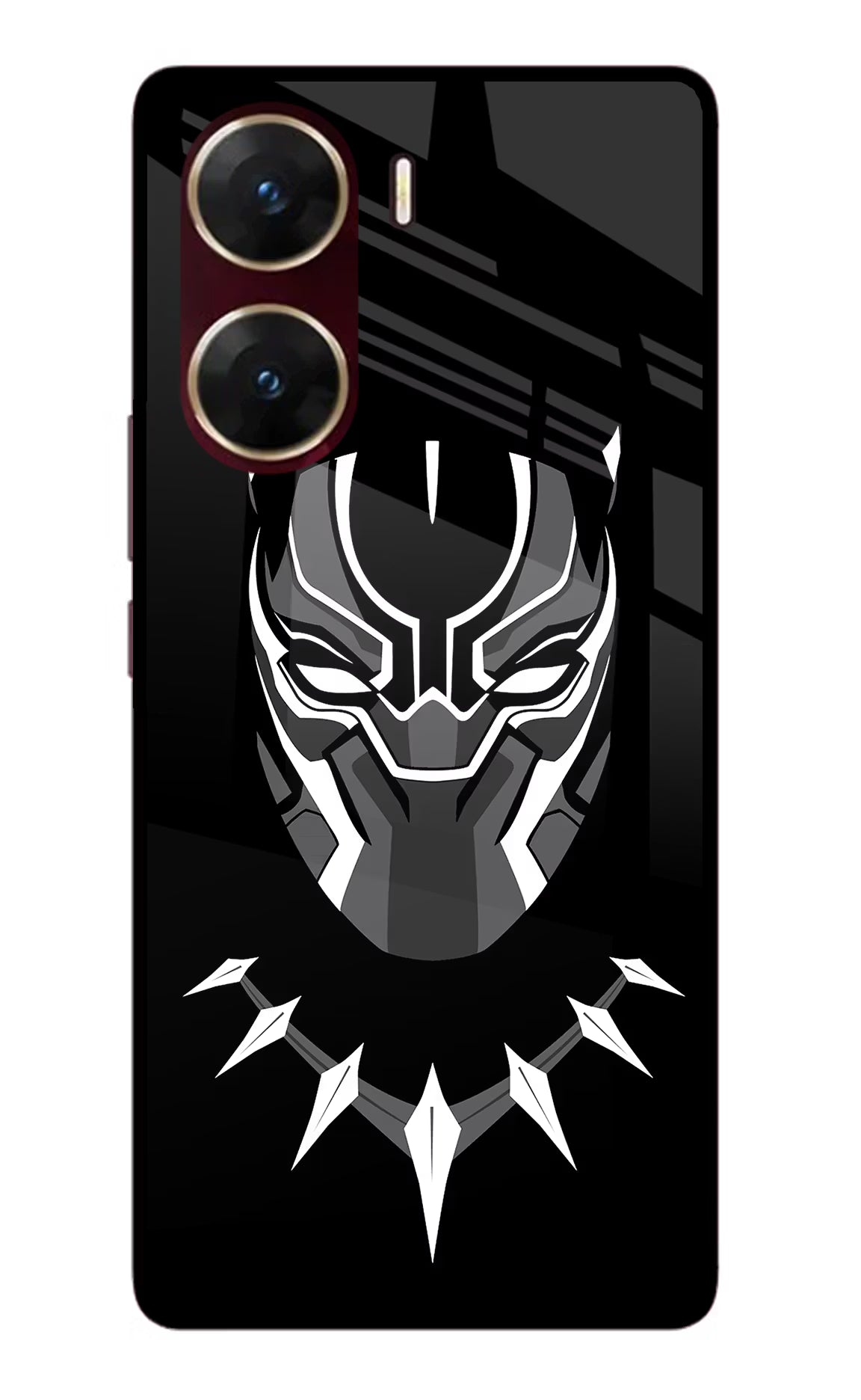 Black Panther Vivo V29E Glass Case Back Cover by Casekaro
