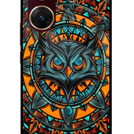 Angry Owl Art Vivo V29E Glass Case Back Cover by Casekaro