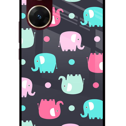 Elephants Vivo V29E Glass Case Back Cover by Casekaro