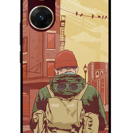 Adventurous Vivo V29E Glass Case Back Cover by Casekaro