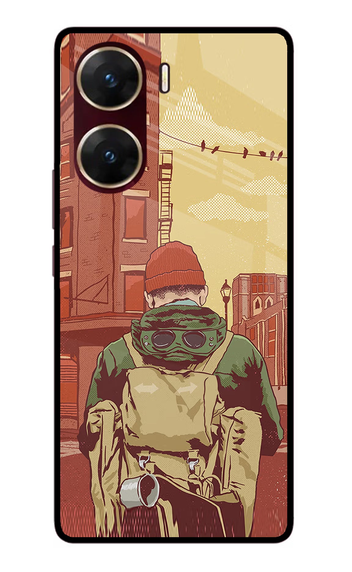 Adventurous Vivo V29E Glass Case Back Cover by Casekaro