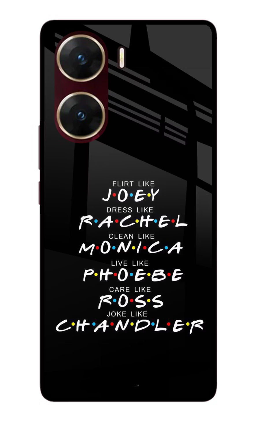 FRIENDS Character Vivo V29E Back Cover, Glass case