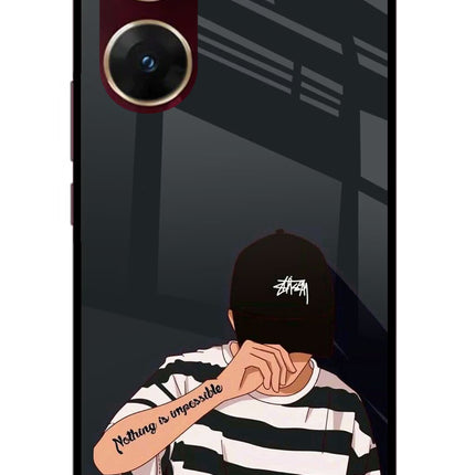 Aesthetic Boy Vivo V29E Glass Case Back Cover by Casekaro