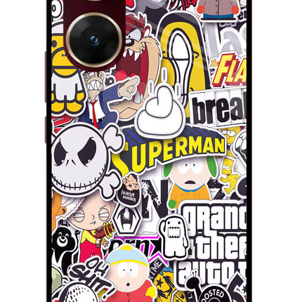 Sticker Bomb Vivo V29E Glass Case Back Cover by Casekaro