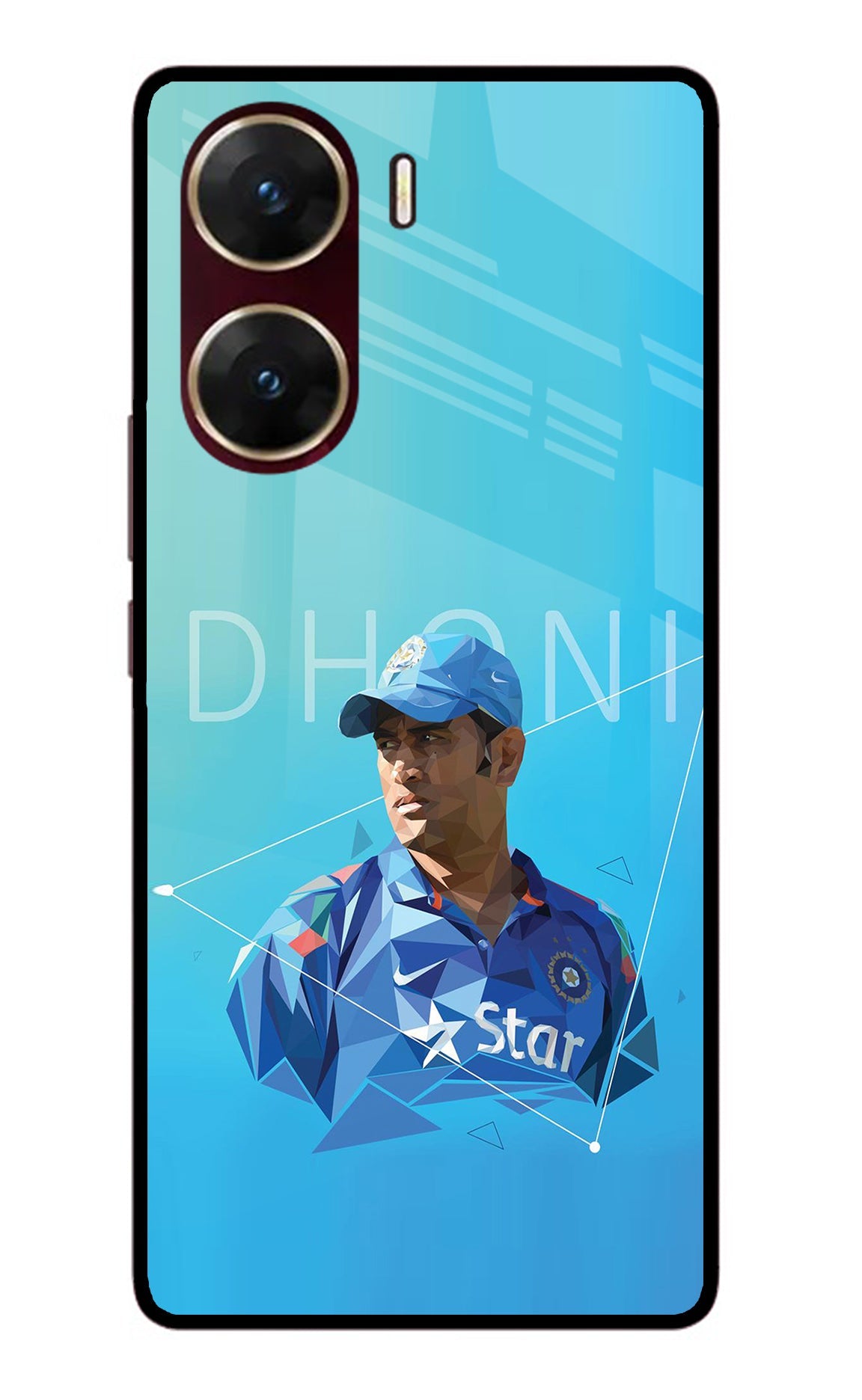 Dhoni Artwork Vivo V29E Glass Case