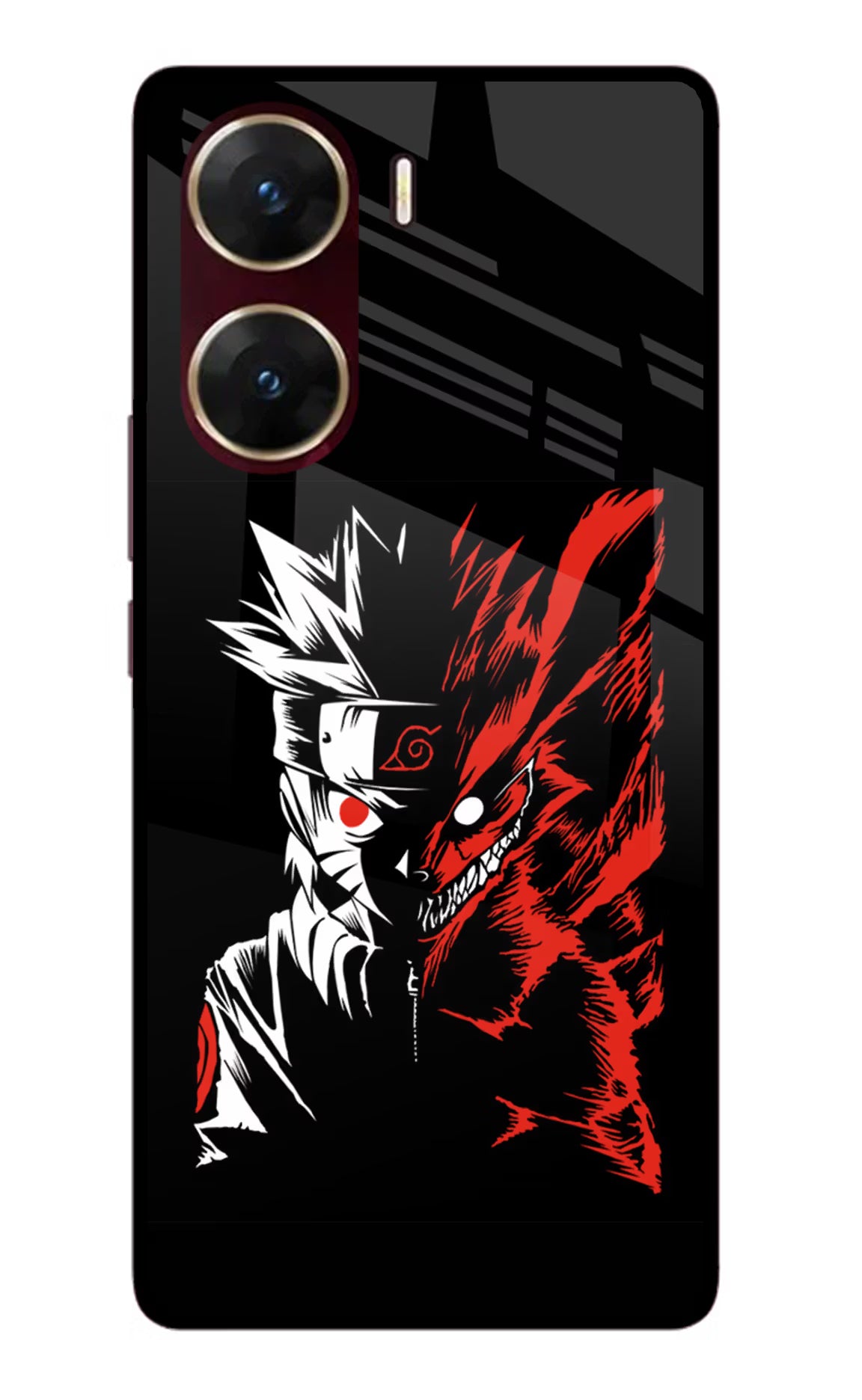 Naruto Two Face Vivo V29E Glass Case Back Cover by Casekaro