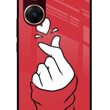 Korean Love Sign Vivo V29E Glass Case Back Cover by Casekaro