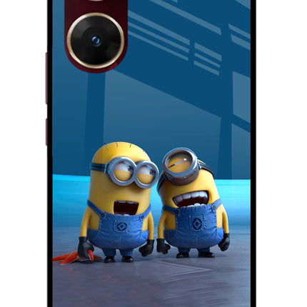 Minion Laughing Vivo V29E Glass Case Back Cover by Casekaro
