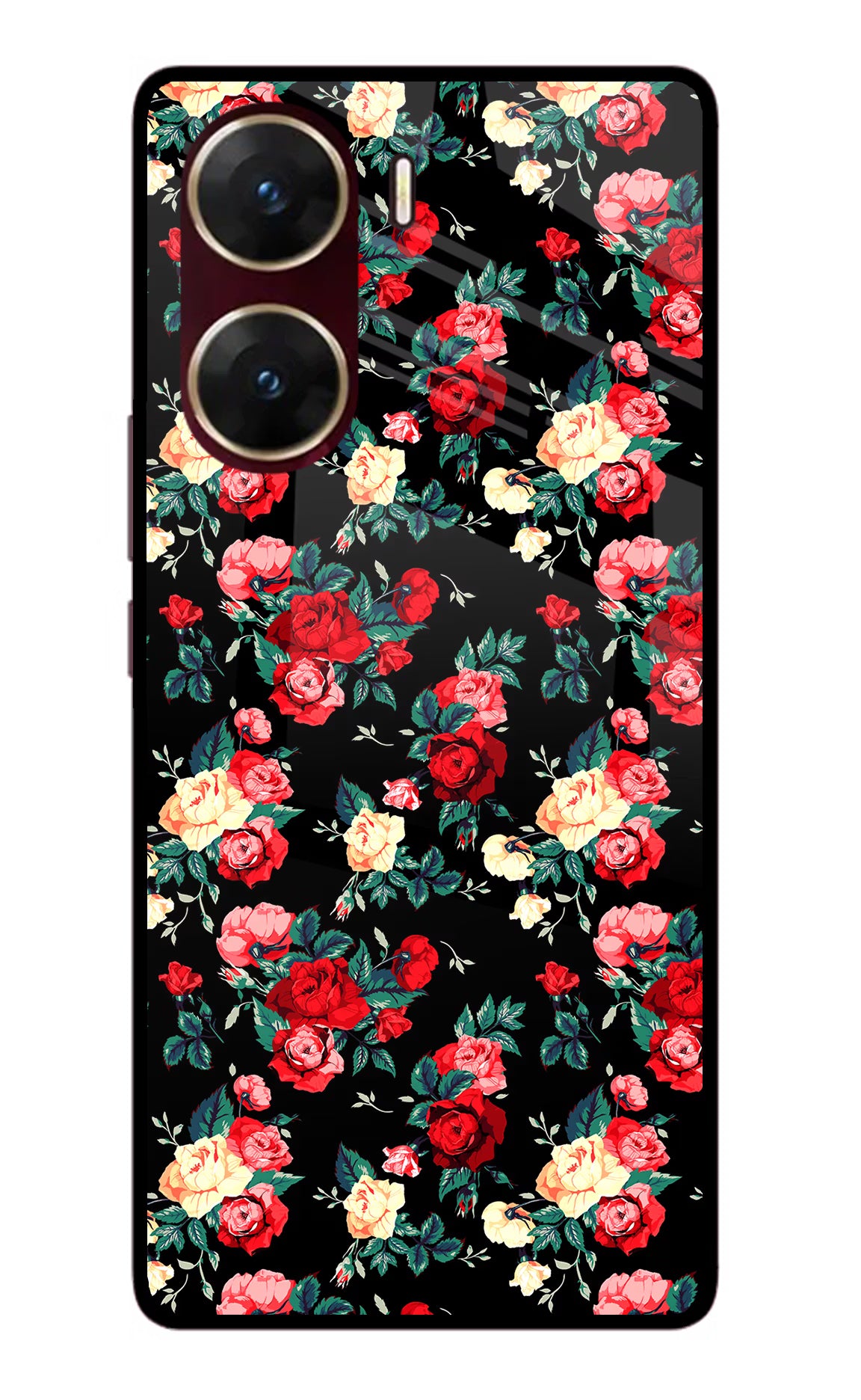 Rose Pattern Vivo V29E Glass Case