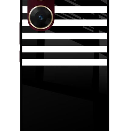 Black and White Print Vivo V29E Glass Case Back Cover by Casekaro