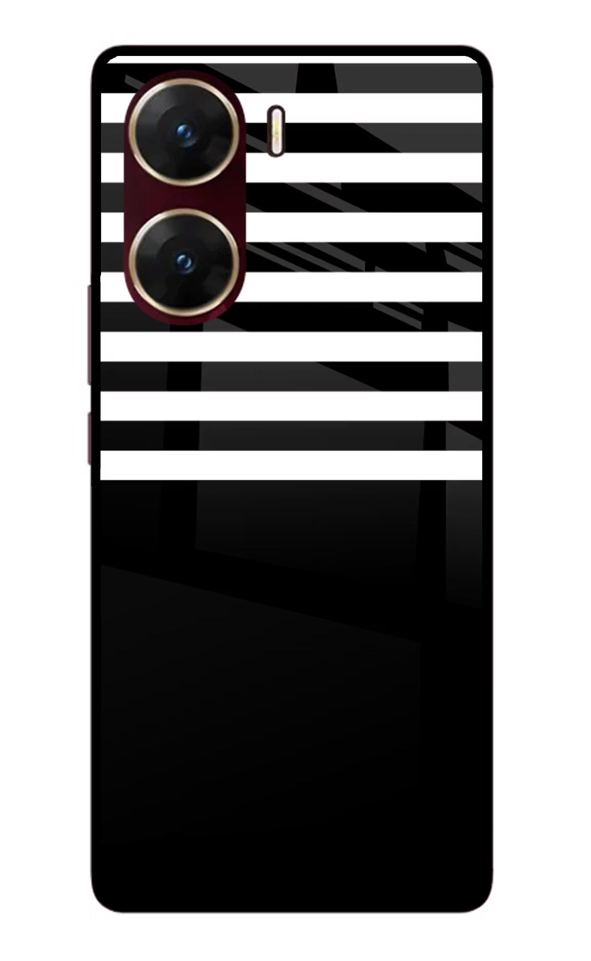 Black and White Print Vivo V29E Glass Case Back Cover by Casekaro