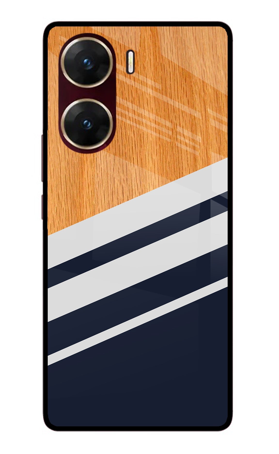 Blue and white wooden Vivo V29E Back Cover