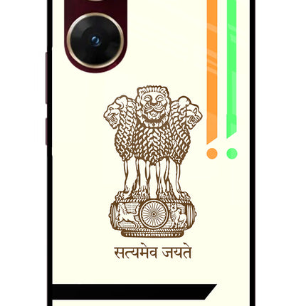 Satyamev Jayate Brown Logo Vivo V29E Glass Case