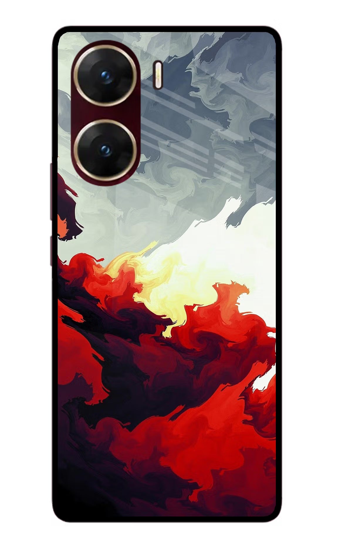 Fire Cloud Vivo V29E Glass Case Back Cover by Casekaro