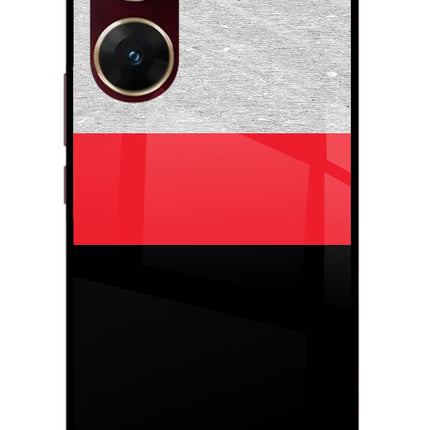 Tri Color Pattern Vivo V29E Glass Case Back Cover by Casekaro