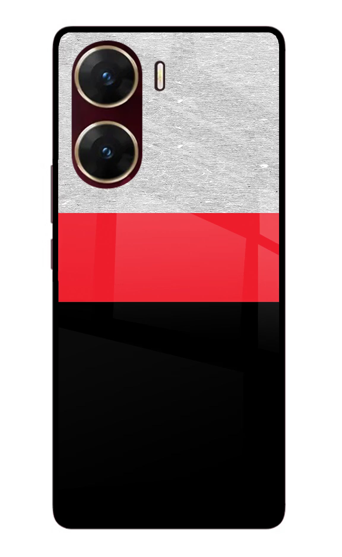 Tri Color Pattern Vivo V29E Glass Case Back Cover by Casekaro