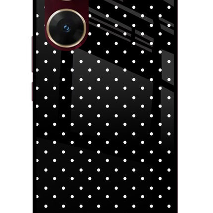 White Dots Vivo V29E Glass Case Back Cover by Casekaro