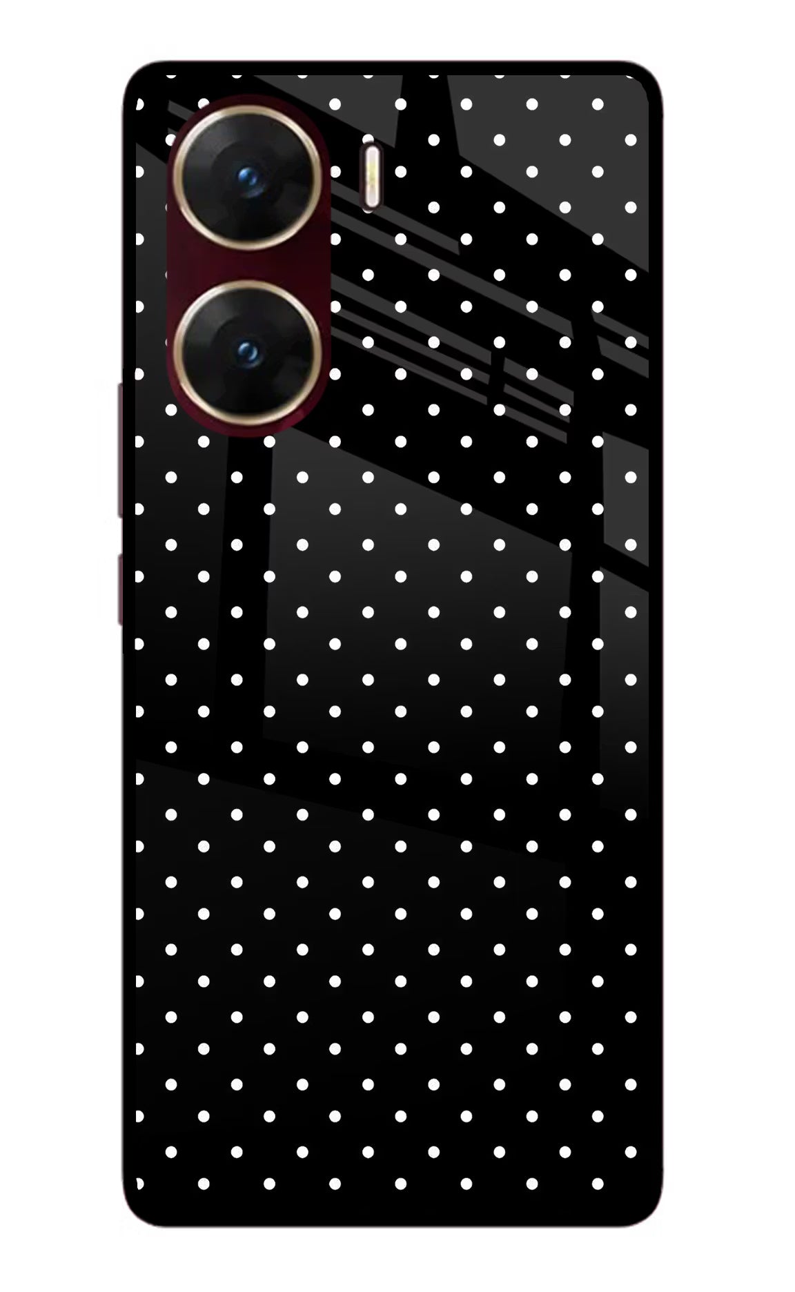 White Dots Vivo V29E Glass Case Back Cover by Casekaro