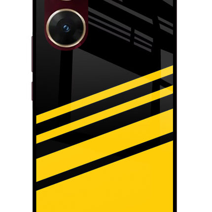 Yellow Shades Vivo V29E Glass Case Back Cover by Casekaro