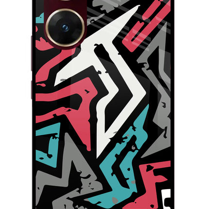 Geometric Graffiti Vivo V29E Glass Case Back Cover by Casekaro