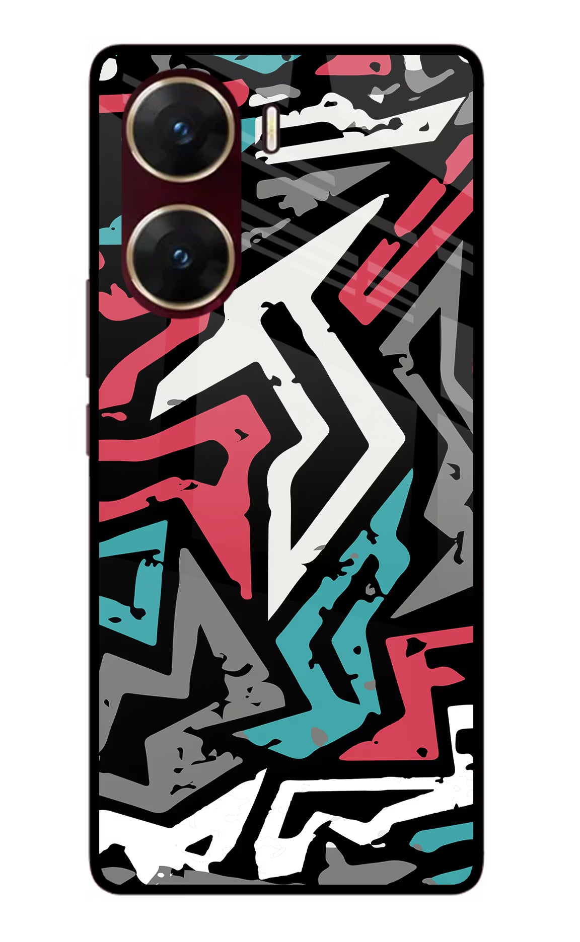 Geometric Graffiti Vivo V29E Glass Case Back Cover by Casekaro