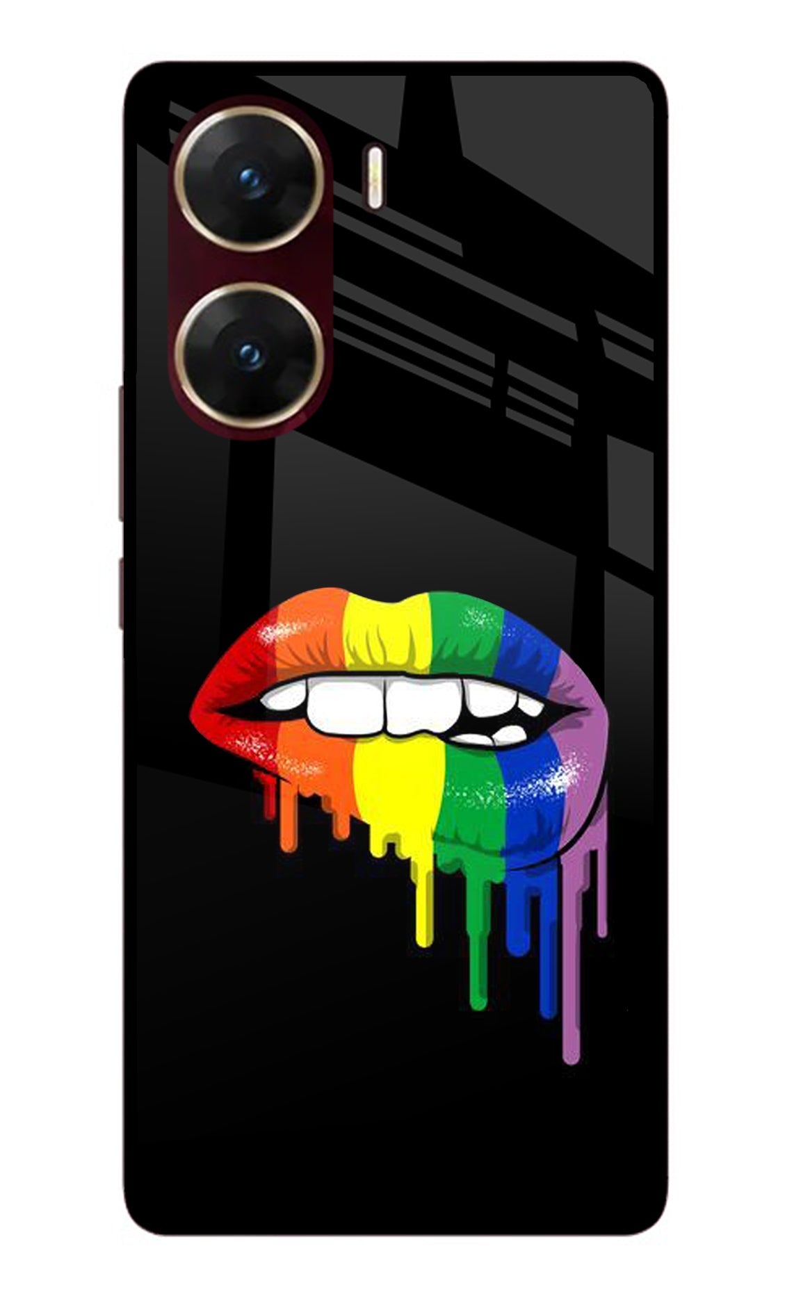 Lips Biting Vivo V29E Glass Case