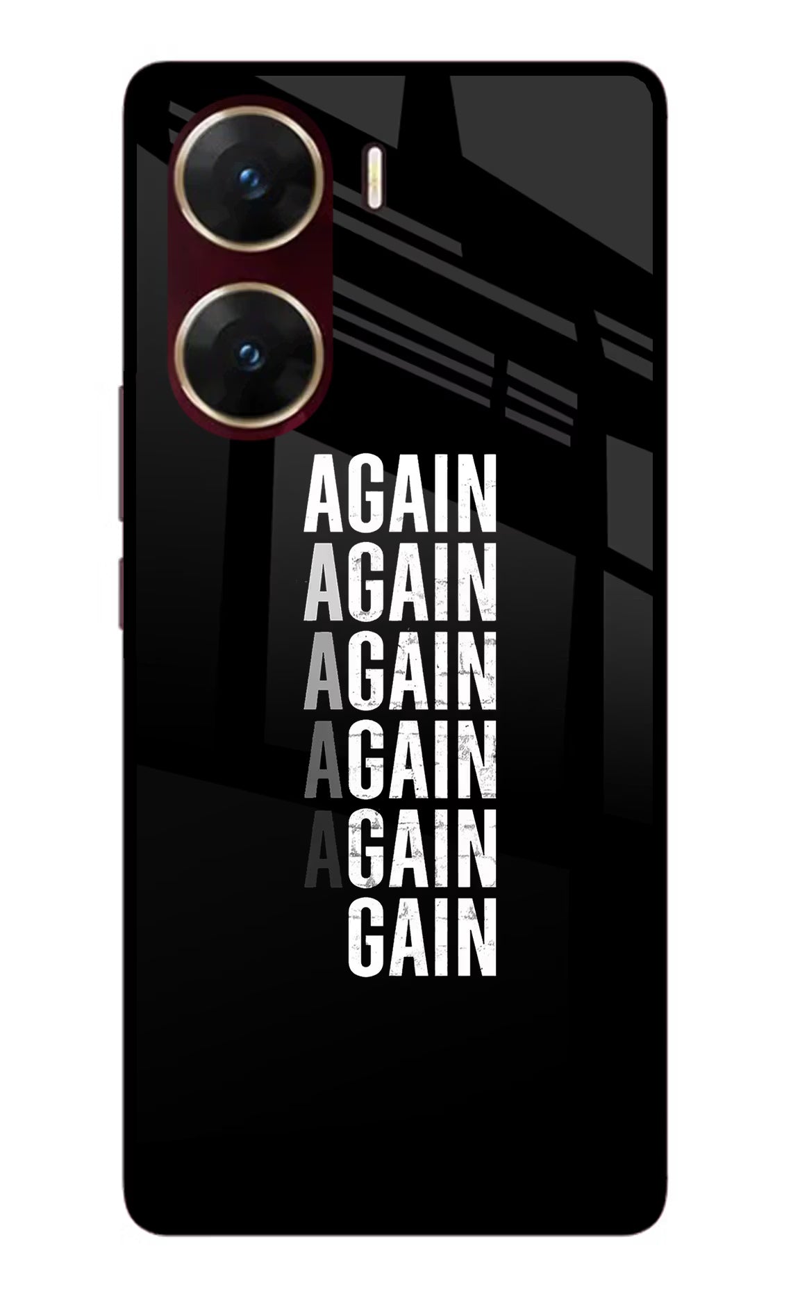 Again Again Gain Vivo V29E Glass Case Back Cover by Casekaro