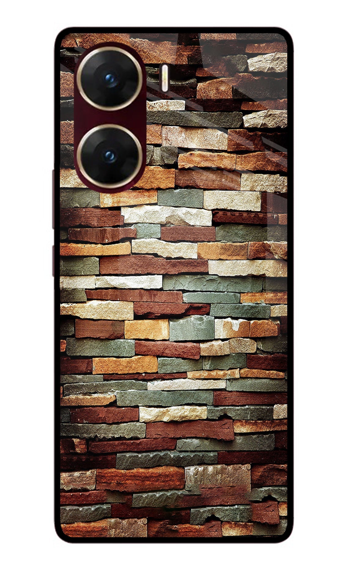 Bricks Pattern Vivo V29E Glass Case