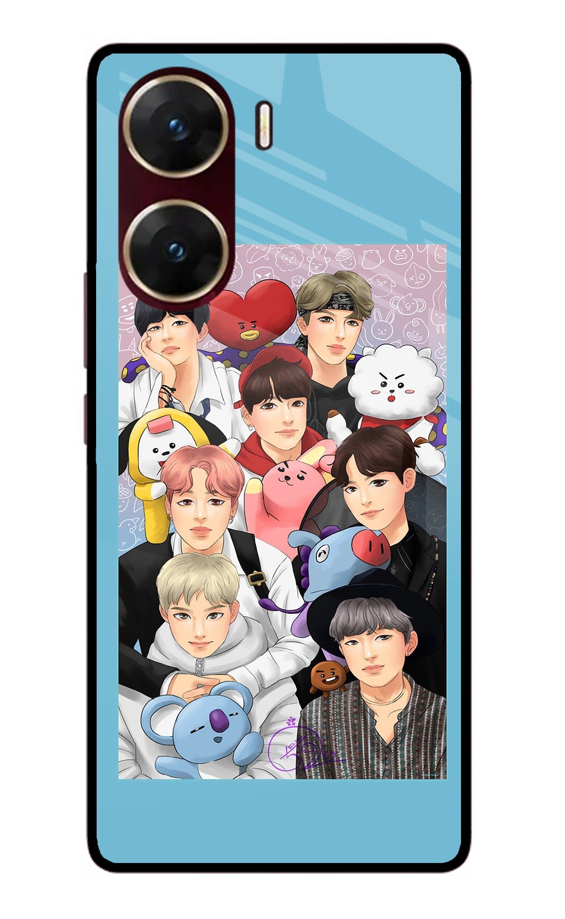 BTS with animals Vivo V29E Glass Case